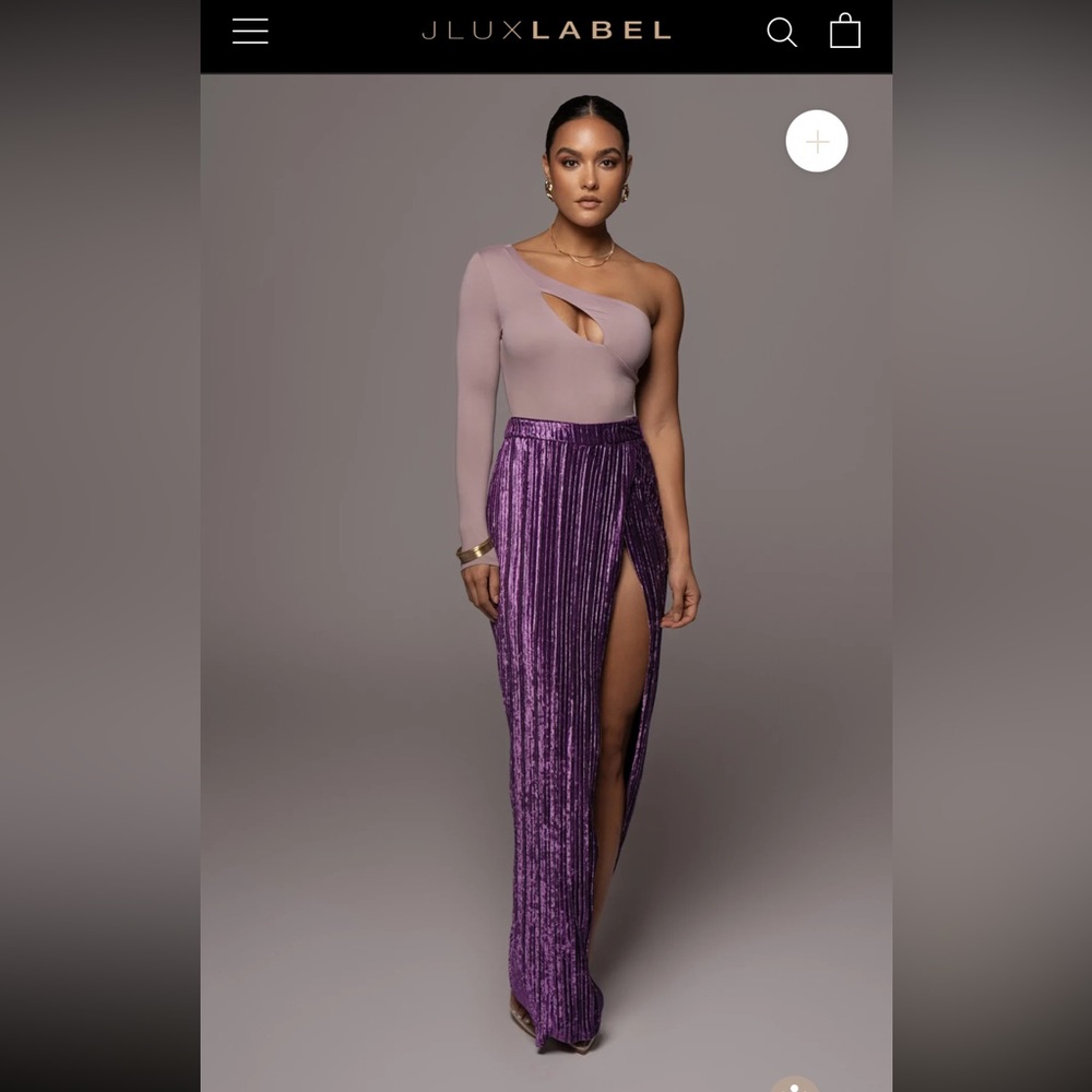NWT JLUXLABLE velvet high slit skirt.
